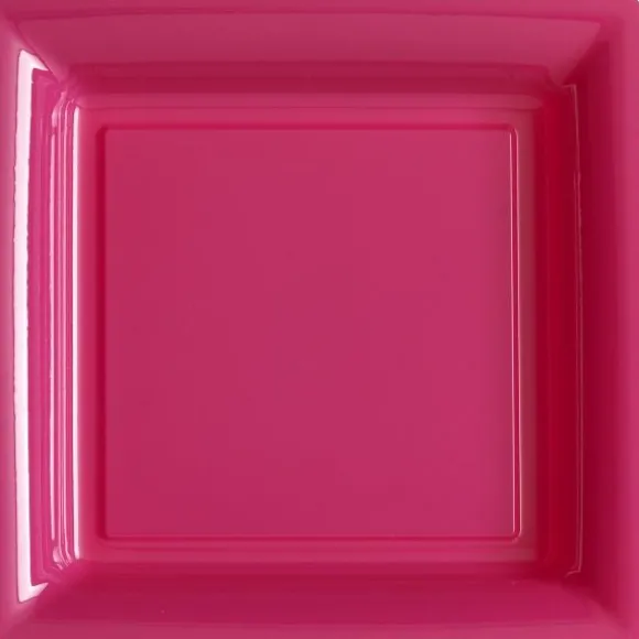 12 Assiettes Carrées en Plastique - Fuchsia