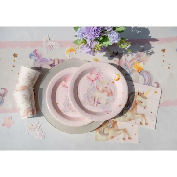6 assiettes en carton - Diamètre 22,5 cm - Collection Licorne Magique
