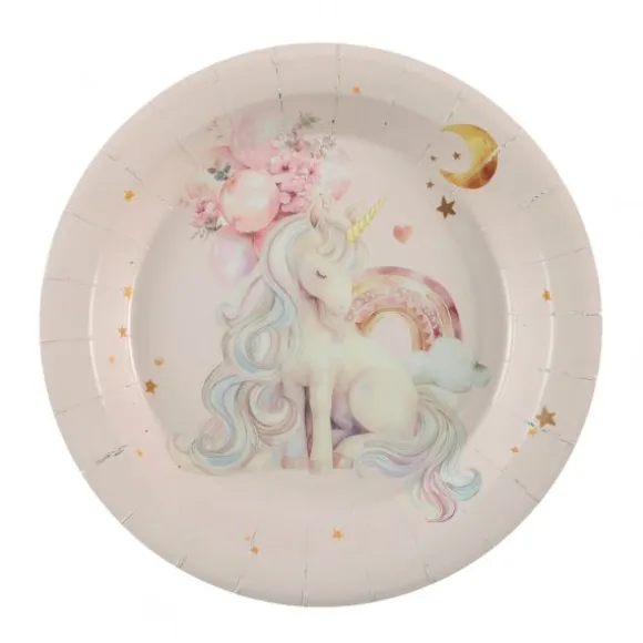 6 assiettes en carton - Diamètre 22,5 cm - Collection Licorne Magique