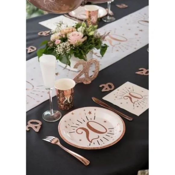 10 Assiettes en carton - Joyeux Anniversaire Etincelant - Rose Gold - Age au Choix