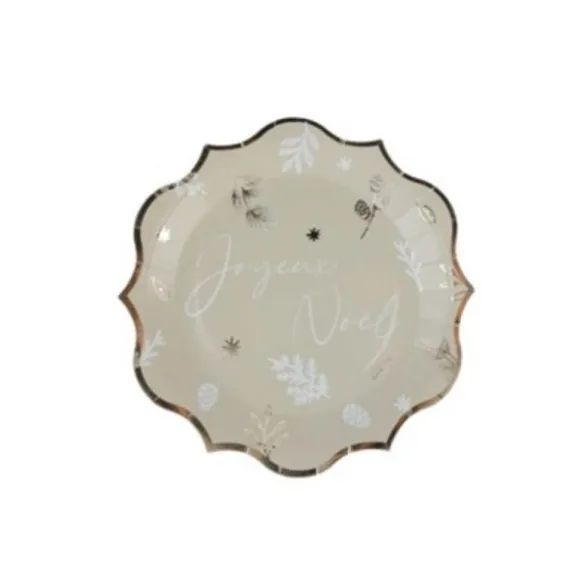 8 Assiettes en carton - Noël Botanic Vert Sauge