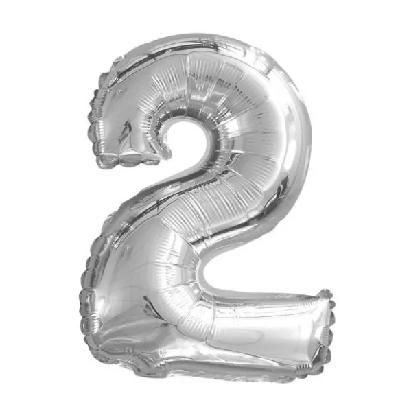 Ballon à air Chiffre Argent - 66 cm - Chiffre au Choix
