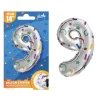 Ballon argenté en aluminium en forme de chiffre pour anniversaire - 36 cm - Collection Récréation Multicolore - Chiffre au choix