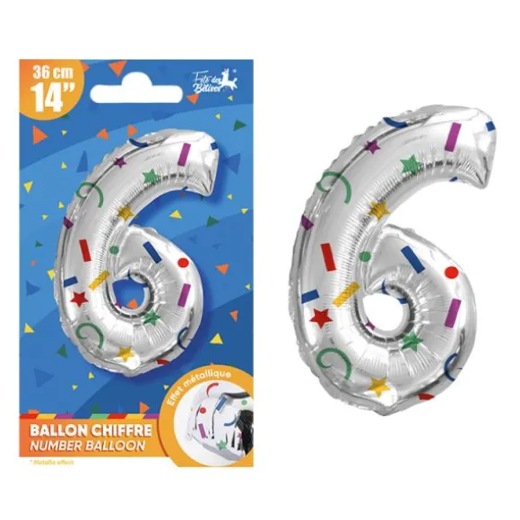 Ballon argenté en aluminium en forme de chiffre pour anniversaire - 36 cm - Collection Récréation Multicolore - Chiffre au choix