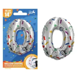 Ballon argenté en aluminium en forme de chiffre pour anniversaire - 36 cm - Collection Récréation Multicolore - Chiffre au choix