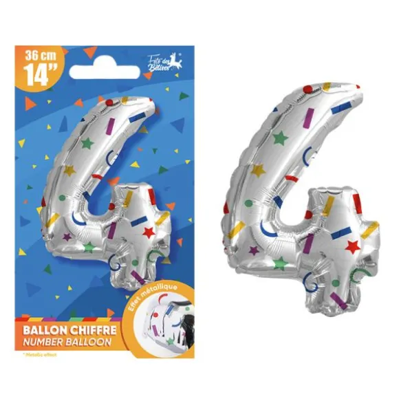 Ballon argenté en aluminium en forme de chiffre pour anniversaire - 36 cm - Collection Récréation Multicolore - Chiffre au choix
