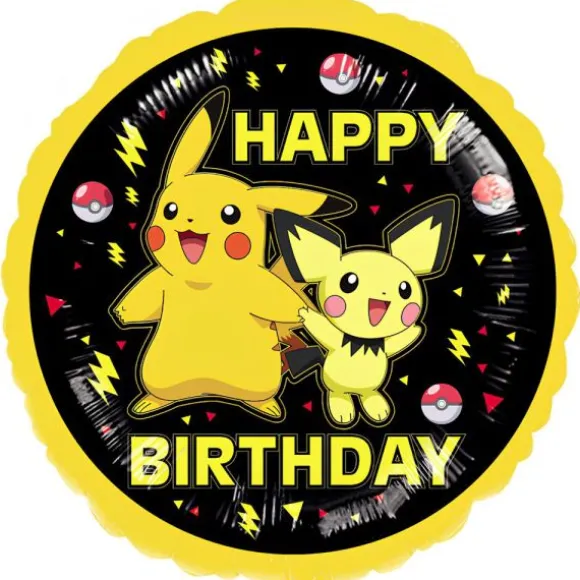 Ballon en aluminium arrondi "Happy Birthday" - Diamètre 43 cm - Pokémon™