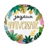 Ballon en aluminium arrondi - Joyeux Anniversaire - Diamètre 35 cm - Tropical