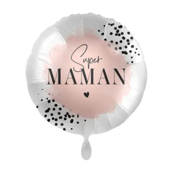 Ballon en aluminium arrondi - Super Maman - Diamètre 43 cm