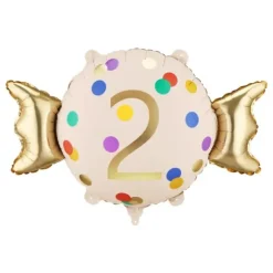 Ballon en aluminium - Bonbon à chiffre - 61 x 37 cm - Chiffre au choix