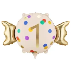 Ballon en aluminium - Bonbon à chiffre - 61 x 37 cm - Chiffre au choix