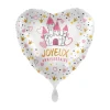 Ballon en aluminium en forme de cœur - Joyeux Anniversaire - Diamètre 43 cm - Château de princesse
