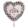 Ballon en aluminium "Je t'aime" en forme de cœur avec motifs léopard pour la Saint-Valentin - Diamètre 46 cm