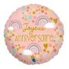 Ballon en Aluminium - Joyeux Anniversaire - Rose Arc-en-ciel - 35 x 35 cm