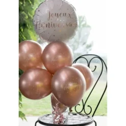 Ballon en aluminium Métallisé Joyeux Anniversaire Rose Gold - 45 cm