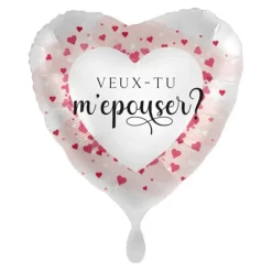 Ballon en aluminium "Veux-tu m'épouser ?" en forme de cœur pour la Saint-Valentin - Diamètre 46 cm