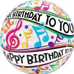 Ballon en Latex Sphérique Transparent - "Joyeux Anniversaire" - Musique
