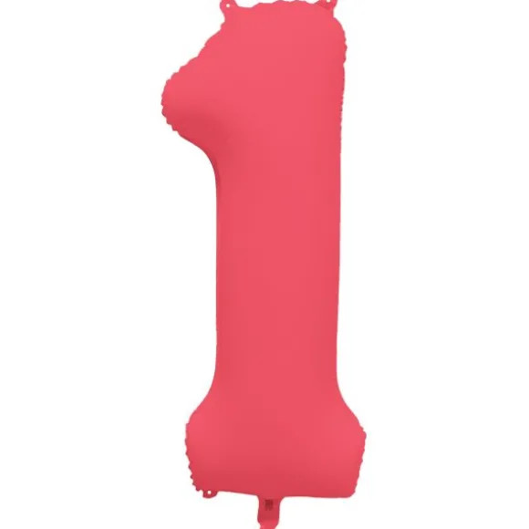 Ballon fluo en aluminium en forme de chiffre - Rouge Fluo - 86 x 70 cm - Chiffre au choix