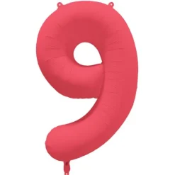 Ballon fluo en aluminium en forme de chiffre - Rouge Fluo - 86 x 70 cm - Chiffre au choix