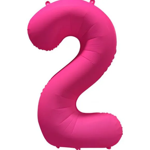 Ballon fluo en aluminium en forme de chiffre - Rose Fluo - 86 x 70 cm - Chiffre au choix