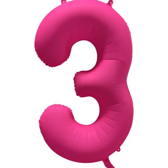 Ballon fluo en aluminium en forme de chiffre - Rose Fluo - 86 x 70 cm - Chiffre au choix