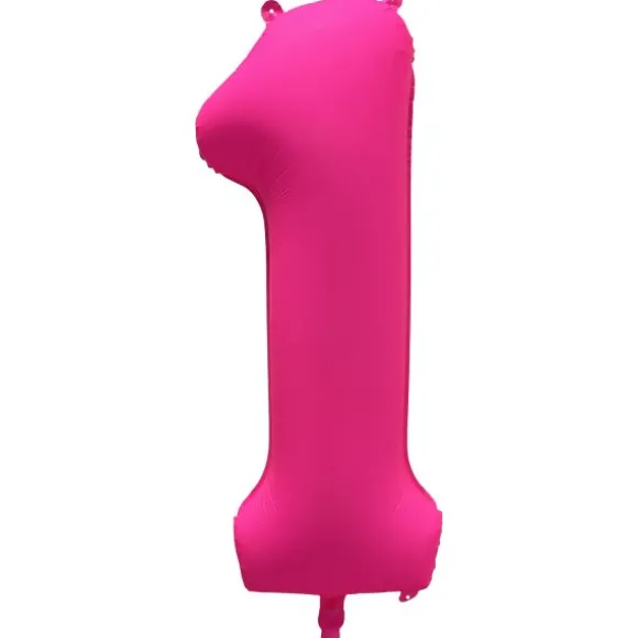 Ballon fluo en aluminium en forme de chiffre - Rose Fluo - 86 x 70 cm - Chiffre au choix