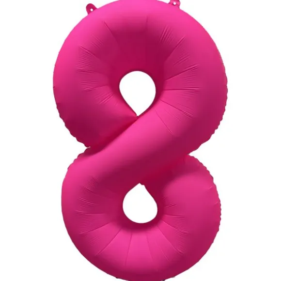 Ballon fluo en aluminium en forme de chiffre - Rose Fluo - 86 x 70 cm - Chiffre au choix