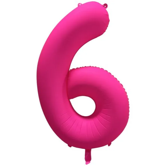 Ballon fluo en aluminium en forme de chiffre - Rose Fluo - 86 x 70 cm - Chiffre au choix