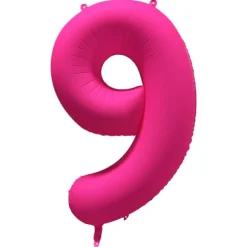 Ballon fluo en aluminium en forme de chiffre - Rose Fluo - 86 x 70 cm - Chiffre au choix