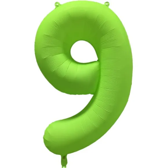 Ballon fluo en aluminium en forme de chiffre - Vert Fluo - 86 x 70 cm - Chiffre au choix