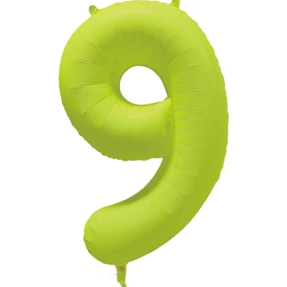 Ballon fluo en aluminium en forme de chiffre - Vert Fluo - 86 x 70 cm - Chiffre au choix