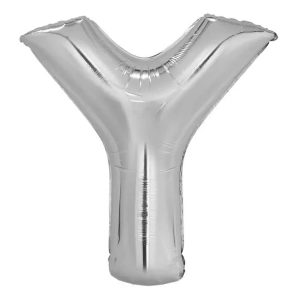 Ballon géant en aluminium en forme de lettre - Argent - Lettre au choix