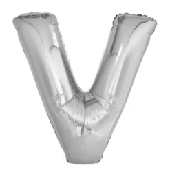 Ballon géant en aluminium en forme de lettre - Argent - Lettre au choix