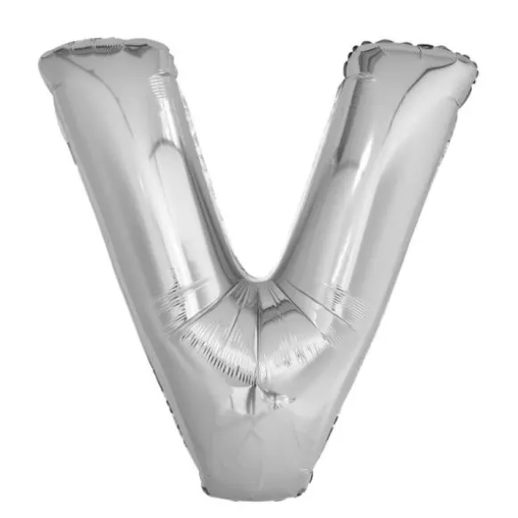 Ballon géant en aluminium en forme de lettre - Argent - Lettre au choix