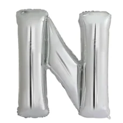 Ballon géant en aluminium en forme de lettre - Argent - Lettre au choix
