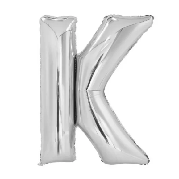 Ballon géant en aluminium en forme de lettre - Argent - Lettre au choix