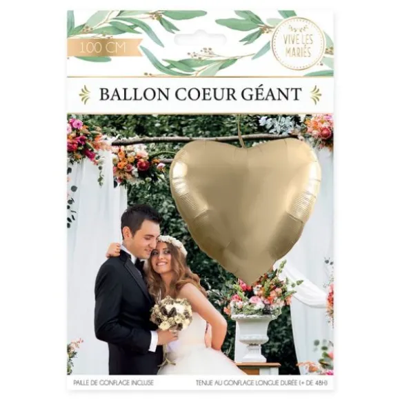 Ballon géant en forme de cœur - 100 cm - Vive les mariés