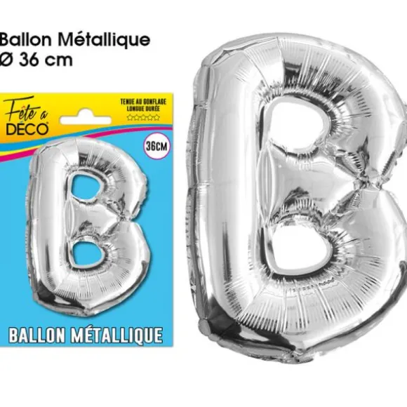 Ballon métallique argenté - Lettre "B"