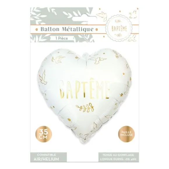 Ballon Métallique - Cœur "Baptême"