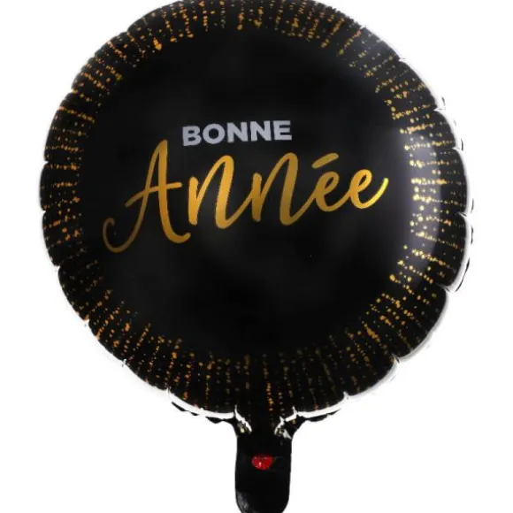 Ballon Noir en Aluminium - Bonne Année - Diamètre 45 cm