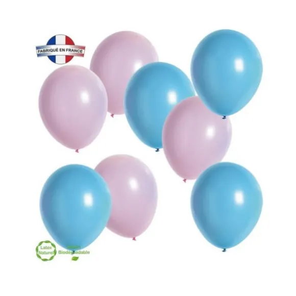 8 Ballons Annonce Sexe de bébé Roses & Bleus