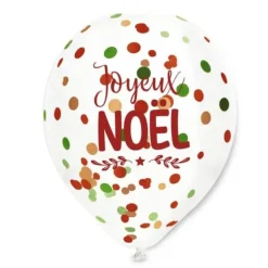 6 ballons à confettis - Diamètre 30 cm - Joyeux Noël