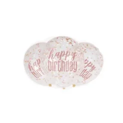 6 Ballons à Confettis en latex " Happy Birthday " Prism - Glitz Rose Gold