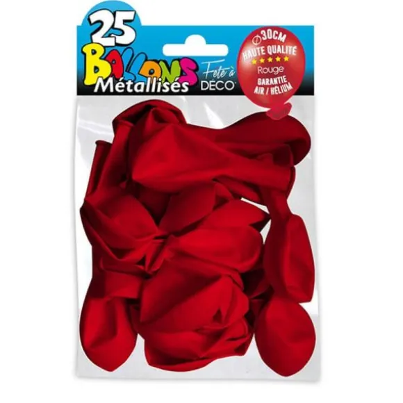 25 Ballons de baudruche métallisés - Rouge