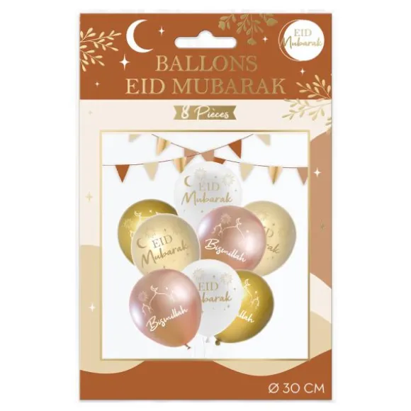 8 ballons en latex - 30 cm - Collection Eid Mubarak