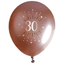 6 Ballons Métalliques - Joyeux Anniversaire Etincelant - Rose Gold - Age au Choix