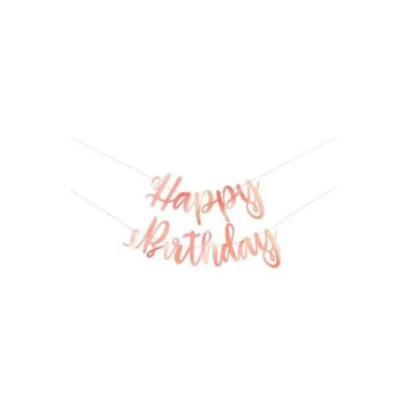 Bannière de Lettres Happy Birthday Rose Gold
