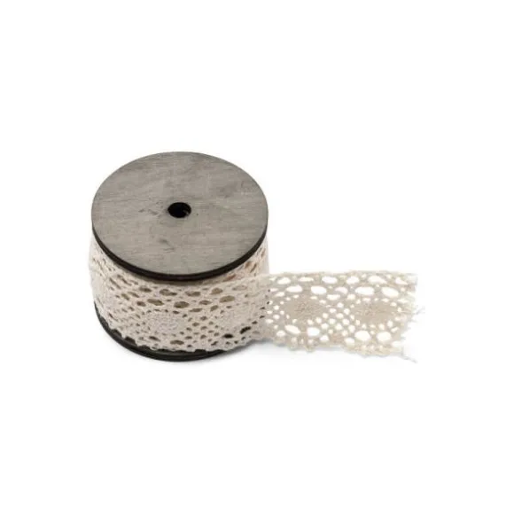 Bobine de dentelle ivoire macramé 5m