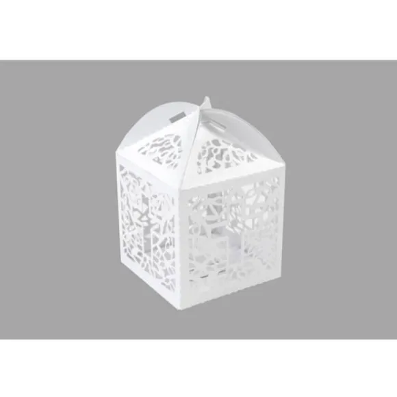 10 boîtes blanches en carton - Branches dorées