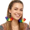 Boucles d'oreilles avec pompons arc-en-ciel